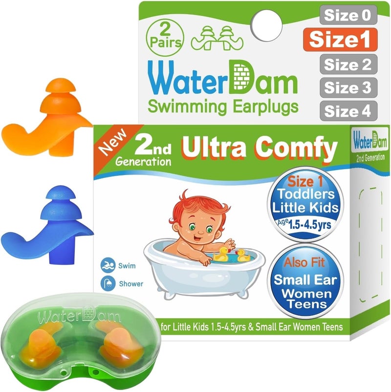 WaterDam Swimming Ear Plugs Great Waterproof Ultra Comfy Earplugs Prevent Swimmer's Ear - Image 1